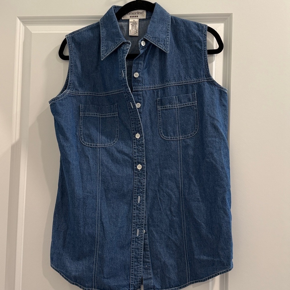 Clementine Blue Denim Sleeveless Top sz m
